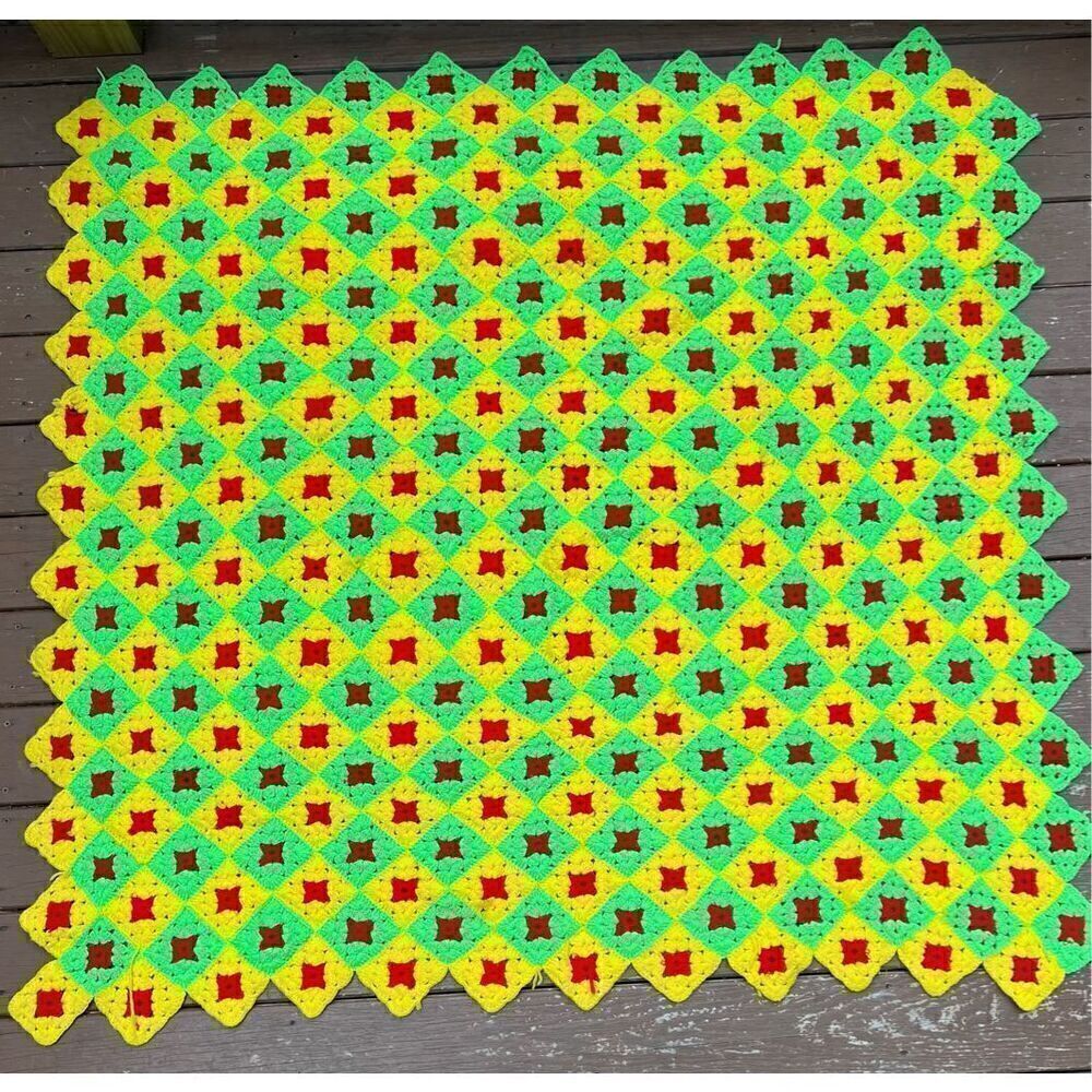 Vintage MCM Afghan Mod Throw Blanket